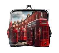 Red London Street bedruckte Mikrofaser-Geldbörse aus PU-Leder, Kussschloss, Mini-Tasche für Lippenstift, Schlüsselwechsel