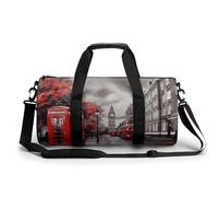 Red London Street Turnbeutel für Herren und Damen, wasserabweisend, Reisetasche, leichte Tasche für Reisen, Sport, weiß, 45 cm/22,9 cm/22,9 cm/22,9 cm, weiß, 17.7in/9in/9in