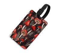 Red Mushrooms1 Gepäckanhänger für Koffer mit Namensausweis, Sichtschutz, Reisekofferanhänger mit Gurt, TPU-Gepäckanhänger, Gepäckkennzeichnung, Reisezubehör, Schwarz-Stil, Einheitsgröße