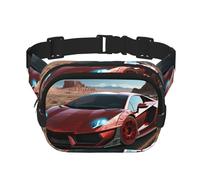 Red Race Car Bauchtasche für Damen, wasserdicht, verstellbar, Hüfttasche, modisch, lässig, Crossbody-Tasche, Bauchtasche für Laufen, Workout, Wandern, Reisen, Schwarz, Einheitsgröße, Schwarz ,