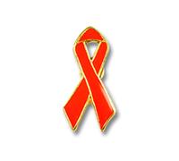 Red Ribbon Pin Anstecker Goldrand, Rote AIDS Schleife