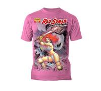Red Sonja Jim Lee Comic Cover She-Devil Sword Warrior Queen Official Men's T-Shirt - Pink - X-Large