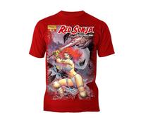 Red Sonja Jim Lee Comic Cover She-Devil Sword Warrior Queen Official Men's T-Shirt - Red - X-Large