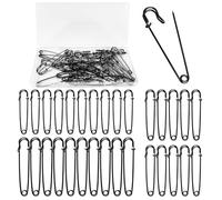 Redamancy 30 Stück Große Sicherheitsnadeln, Heavy Duty Sicherheitsnadel, 70mm,60mm,50mm Rostfreier Stahl Heavy Duty, Sicherheitsnadeln Schwarz, Stark für Decken, Strickzeug, Schmuck und Handarbeiten