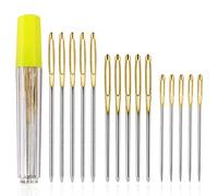 Redamancy Nadeln Mit Großem Öhr, 15 Stück 3 Größen Stopfnadeln Set, Nähnadeln Groß Auge Stumpfe Nadel, Edelstahlnadeln zum Nähen und Handwerk, 5.1 cm, 6.1 cm, 6.9 cm, Mit Transparenter Flasche