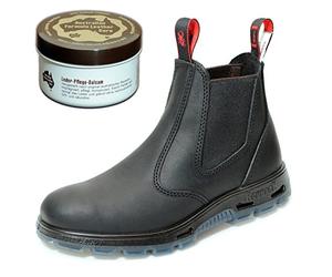 Redback UBBK Chelsea Boots aus Australien - Unisex + Lederpflege - Schwarz - UK 13.0 / EU 48.0