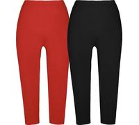 REDBEST Single-Jersey Damen-Capri-Leggings im 2er-Pack 48 / 50 rot/schwarz