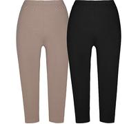 REDBEST Single-Jersey Damen-Capri-Leggings im 2er-Pack 36 / 38 taupe/schwarz