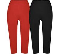REDBEST Single-Jersey Damen-Capri-Leggings im 2er-Pack 40 / 42 rot/schwarz