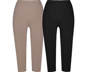 REDBEST Single-Jersey Damen-Capri-Leggings im 2er-Pack 44 / 46 taupe/schwarz