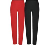 REDBEST Single-Jersey Damen-Leggings lang im 2er-Pack 40 / 42 rot/schwarz