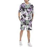 Redbridge 2-teiliges Set T-Shirt und Short im Batik Style Sweat Pants lila grün Gr XL