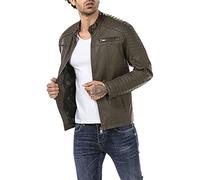 Redbridge Bikerjacke für Herren Kunstleder-Jacke Übergangsjacke Reißverschluss Khaki XXL