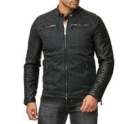 Redbridge Bikerjacke im Materialmix Baumwolle und Kunstleder - mit Stehkragen, Reißverschlüssen & gesteppter Optik