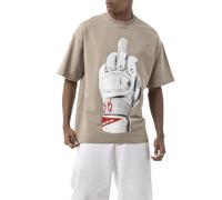 Redbridge by Maksim Herren Oversized T-Shirt Statement Print Urban Streetwear Baumwollmix Beige Gr.M