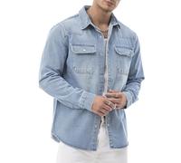 Redbridge by Spruce - Denim Hemdjacke - Jeanshemd mit Druckknöpfen - Overshirt mit Brusttaschen - Langarm Regular Fit Hellblau S