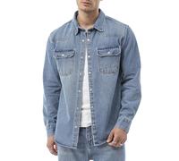 Redbridge by Spruce - Denim Hemdjacke - Jeanshemd mit Druckknöpfen - Overshirt mit Brusttaschen - Langarm Regular Fit Blau L