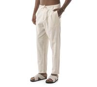 Redbridge by Spruce - Leichte Sommerhose mit Bundfalten - luftige Stoffhose mit Bindegürtel Beige M