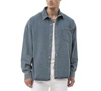 Redbridge by Spruce - Oversize Denim Overshirt - Weites Jeanshemd mit Druckknöpfen & Brusttasche - Langarm Hemdjacke im Oversized Fit für Freizeit & Streetwear Blau XL