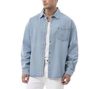 Redbridge by Spruce - Oversize Denim Overshirt - Weites Jeanshemd mit Druckknöpfen & Brusttasche - Langarm Hemdjacke im Oversized Fit für Freizeit & Streetwear Hellblau XL