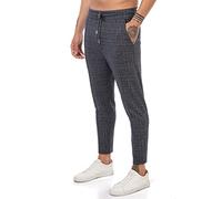 Redbridge Chino-Hose für Herren Freizeithose kariert mit Gummibund Jogg-Pants Casual Blau M