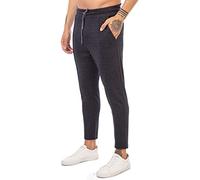 Redbridge Chino-Hose für Herren Freizeithose kariert mit Gummibund Jogg-Pants Casual Dunkelgrau L