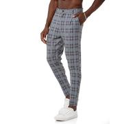 Redbridge Chino-Hose für Herren Freizeithose kariert mit Gummibund Jogg-Pants Casual Grau-Braun XL