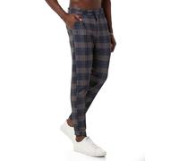 Redbridge Chino-Hose für Herren Freizeithose kariert mit Gummibund Jogg-Pants Casual Navyblau-Braun S