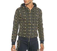 Redbridge Designer Hoodie - Bedruckter Zip-Hoodie mit Kapuze und Allover-Muster - Streetwear Sweatjacke mit Reißverschluss im Luxus-Stil Blau M