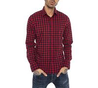 Redbridge Hemd für Herren Freizeithemd Langarm Baumwolle Kariert Rot XL