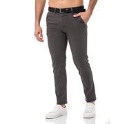 Redbridge Herren Chino-Hose mit Gürtel Bequeme Freizeit- und Businesshose Anthrazit W29 L32