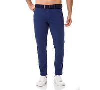 Redbridge Herren Chino-Hose mit Gürtel Bequeme Freizeit- und Businesshose Indigo W29 L32