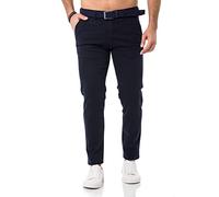 Redbridge Herren Chino-Hose mit Gürtel Bequeme Freizeit- und Businesshose Navy Blau W29 L32