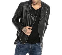 Redbridge Herren Jacke Bikerjacke Kunst- Lederjacke Classic Biker Vintage Cut mit Gürtel M6072