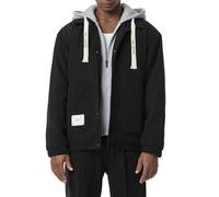 Redbridge Herren Jacke Cord mit Kapuze doppelten Verschluss Schwarz XXL