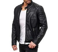 Redbridge Herren Jacke Kunst- Lederjacke Biker MC Black Übergangsjacke Schwarz M6056 3XL