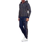 Redbridge Herren Jogginganzug Jogger Set Sweatjacke Sweathose Kombi Allover Premium Dunkelblau L