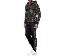 Redbridge Herren Jogginganzug Jogger Set Sweatjacke Sweathose Kombi Allover Premium Schwarz M