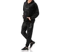 Redbridge Herren Jogginganzug Set Velour Signature Kapuzenpullover und Hose Schwarz M