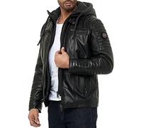 Redbridge Herren Lederjacke Echt-Leder Bikerjacke mit Sweat- Kapuze Two in One Schwarz S