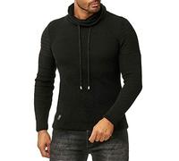Redbridge Herren Strickpullover Rollkragen- Pullover Shoulder Lines Schwarz XXL