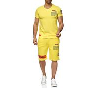 Redbridge Herren T-Shirt und Shorts Jogginganzug Kurze Hose Set Sweat Pants NASA Logo M1295-M4854 Gelb S