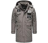 Redbridge Herren Winterjacke Parka Mantel RB Patches mit Kapuze Grau M