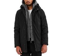 Redbridge Herren Winterparka Parka mit herausnehmbarer Innenjacke, Kapuze & Reißverschluss Warm gefütterte Allround Winterjacke im Regular Fit Schwarz L