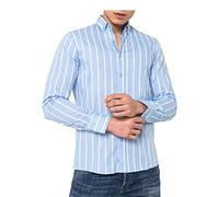 Redbridge Hochwertiges Langarmhemd mit vertikalen Streifen Modisch und Elegant für Business und Freizeit Hellblau M