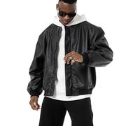 Lederjacke im Bomberjackenstil Kunstleder Oversized Schwarz L