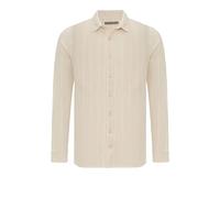 Redbridge Premium Hemd aus Reiner Baumwolle Leinenhemd Casual Business atmungsaktiv Beige M