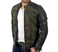 Redbridge Red Bridge Jacke Herren Biker Kunstleder Lederjacke Jacket mit gesteppten Bereichen 3XL Khaki