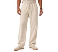 Redbridge Sommerhose Herren mit Bundfalten - Leichte Leinenhose | Regular Fit, Kordelzug & Elastikbund - luftig leichter Stoff für Urlaub und Freizeit