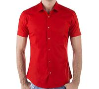 Redbridge Stilvolles Hemd Freizeithemd Kurzarm Business Casual Rot XXL